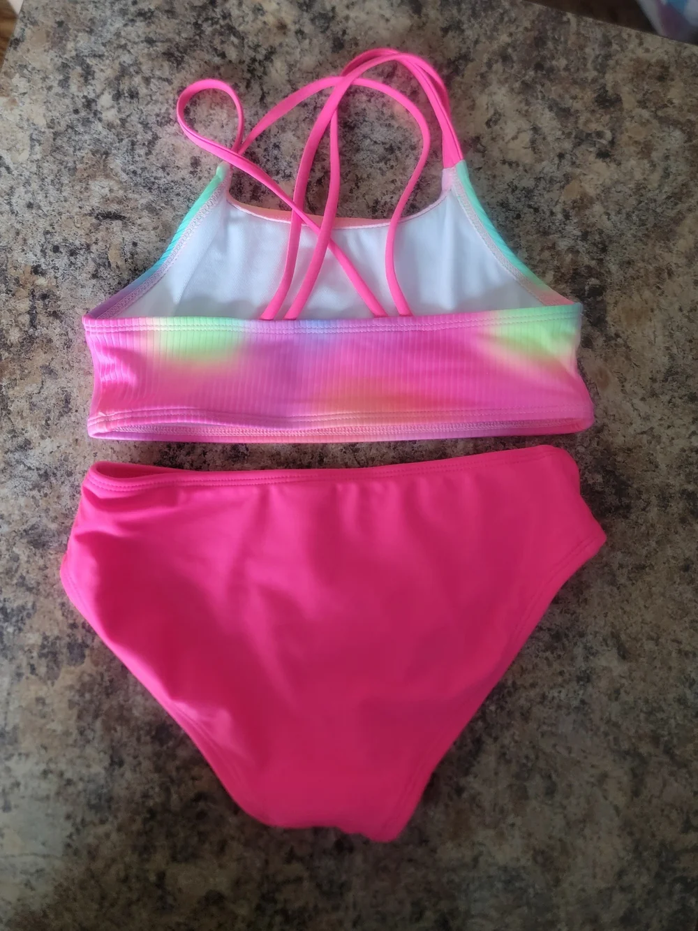 Girls' Long Sleeve Whirlpool Rainbow Bikini Set. Cat & Jack Pink Sz M(8) & XL(14